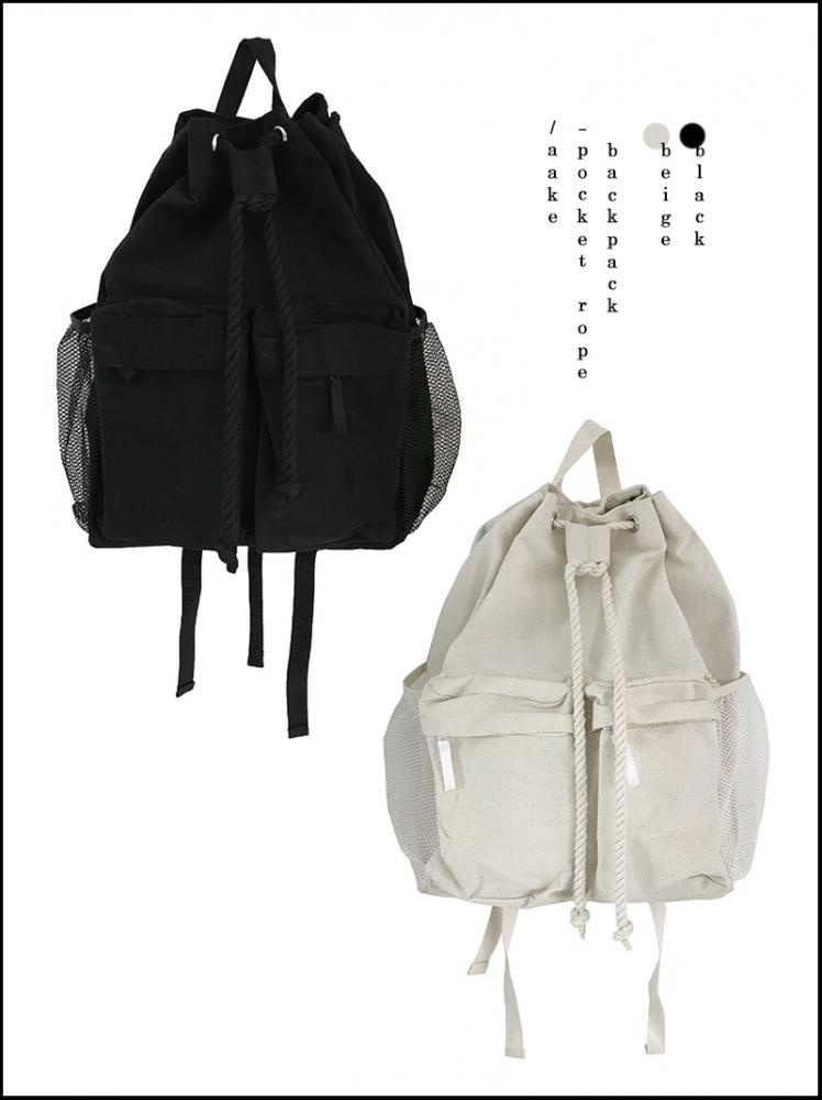 POCKET ROPE BACKPACK (beige / black)