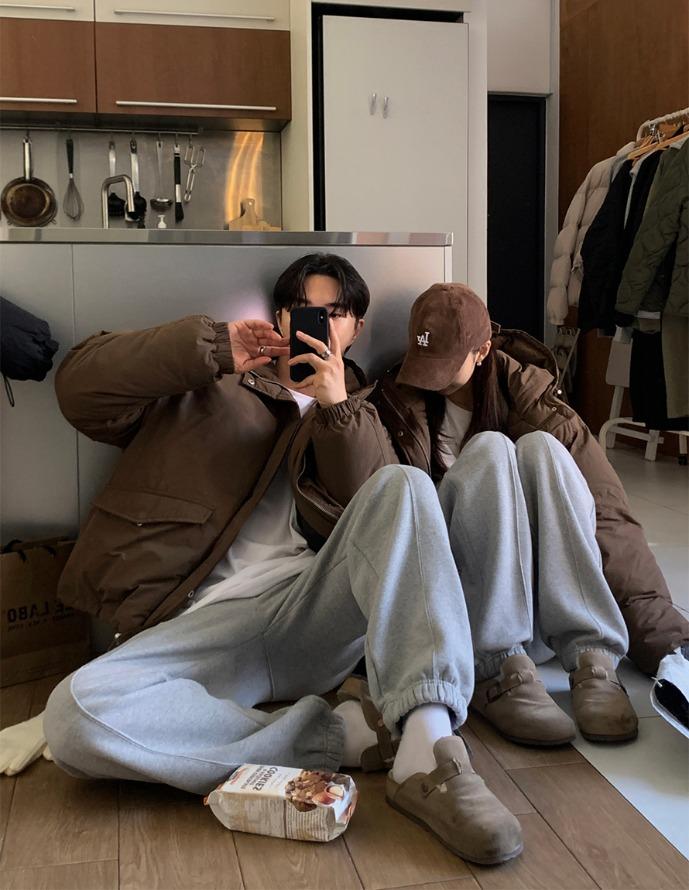 룩 번리 커브 스트링 후드 패딩
