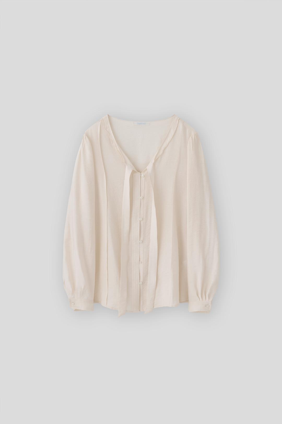 (1st re-stock) T/T Sheer tie blouse (cream)
