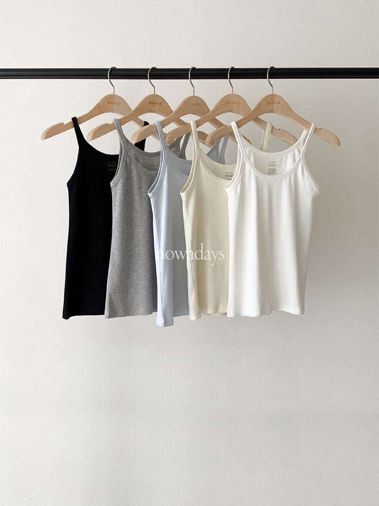 OUNCE 온스 플레인 슬리브리스 코튼 이너 끈나시 티셔츠 (5col)