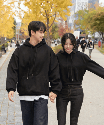 당일발송 / MADE 기모 크롭후드 & 오버핏 박스 후드 티 [커플룩 시밀러룩 남녀공용]