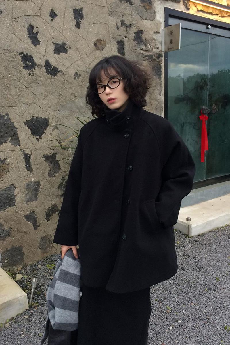 미리내로 (블랙 당일발송/누빔)리고 하이넥 하프 코트