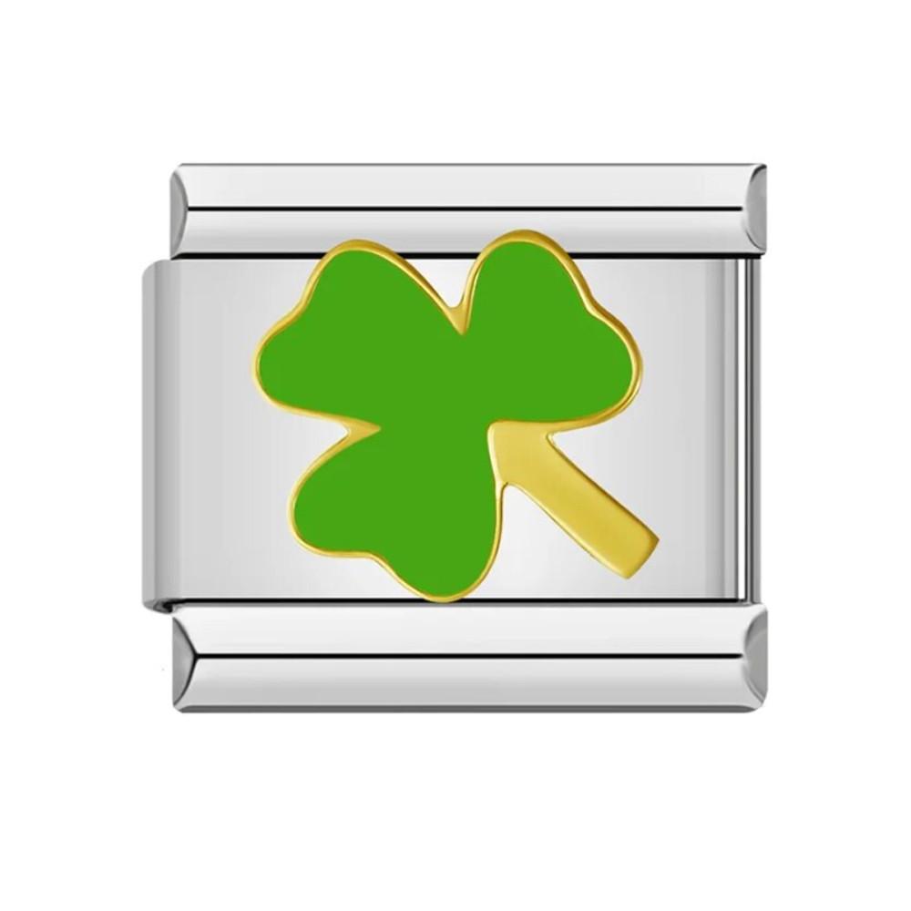 이탈리아 참 팔찌 스테인레스 스틸 모듈 브레이슬릿 9mm 참 (세잎 클로버)