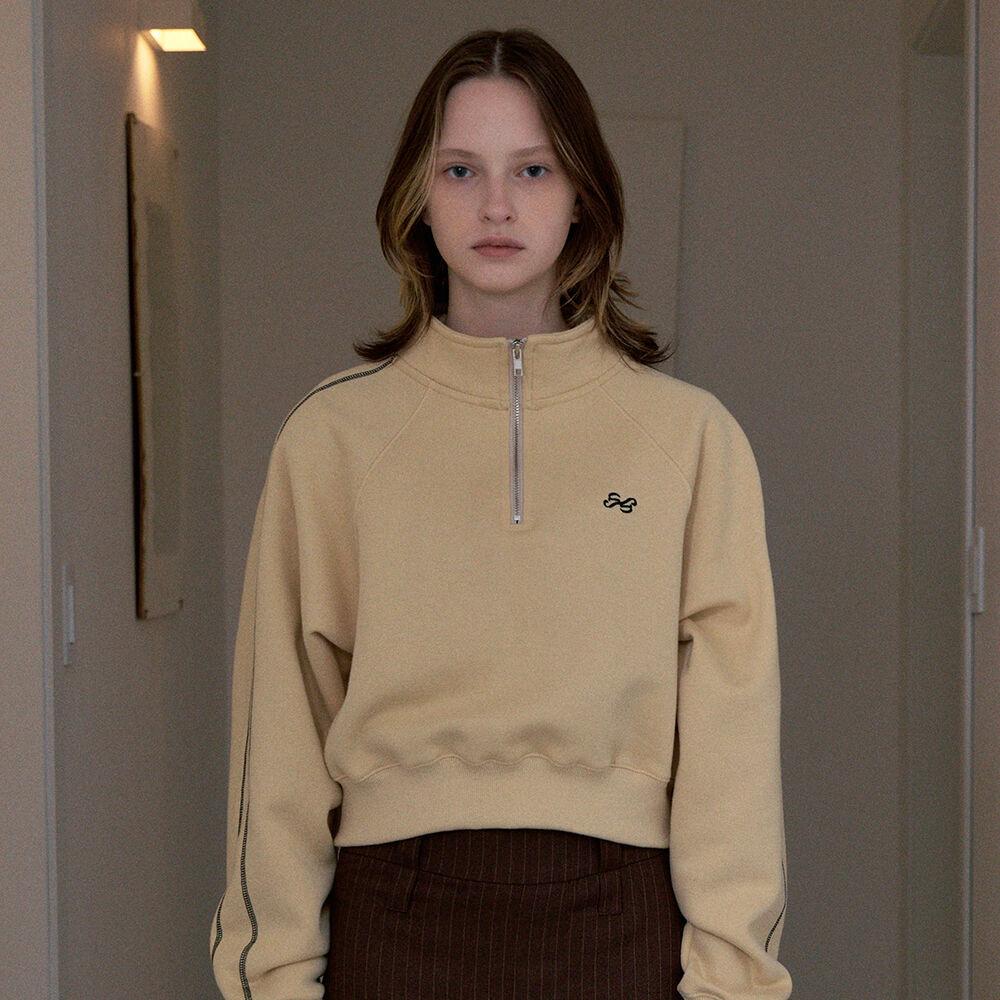 RAGLAN HALF ZIP-UP SWEATSHIRT (BUTTER)