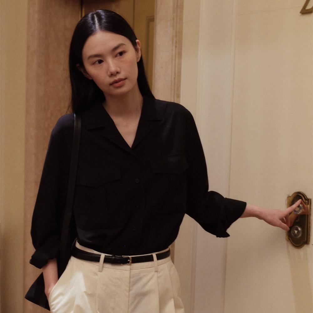 RS24 Linen Collar Shirt Black