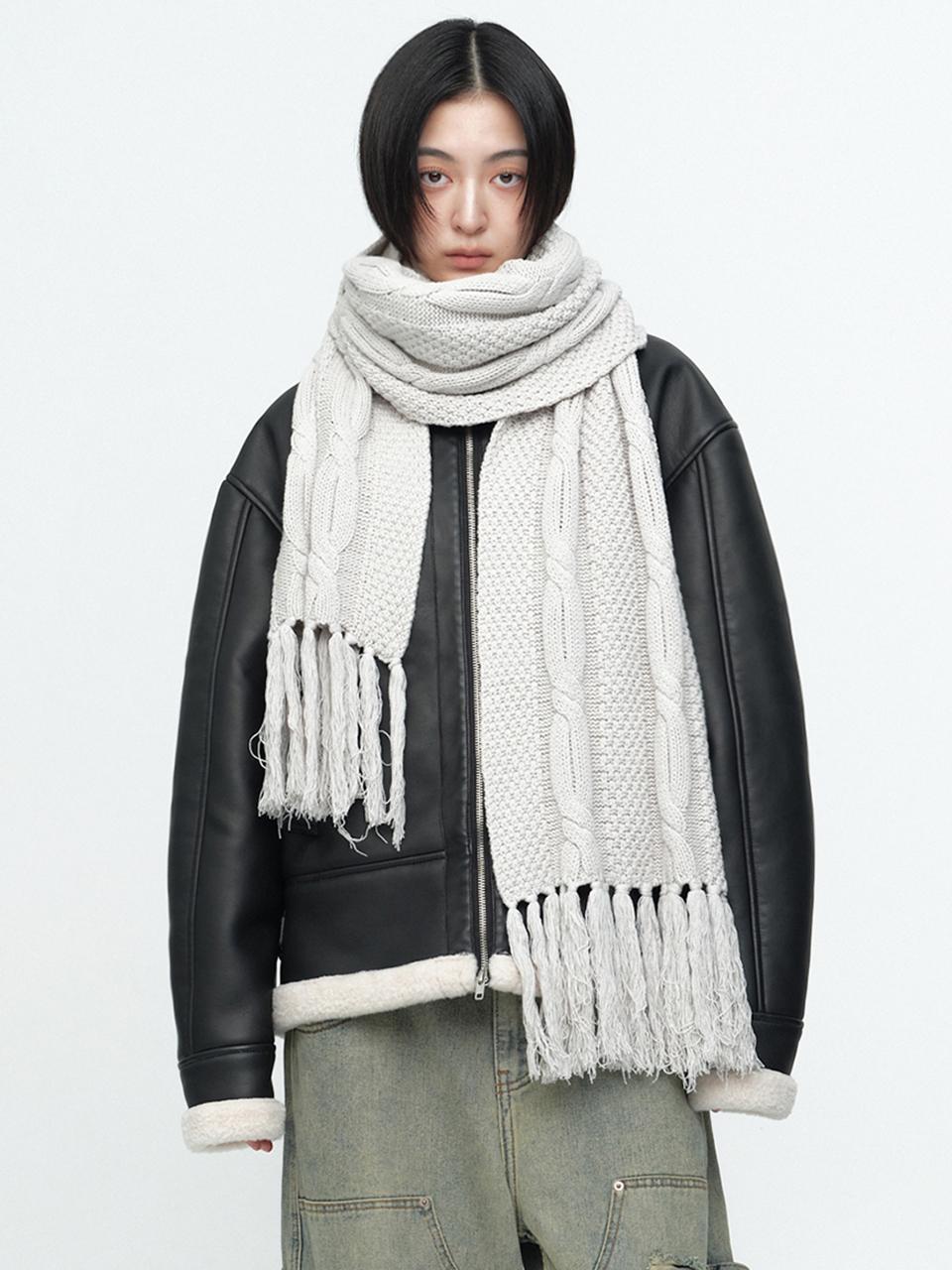 Cable Fringe Muffler [Light Gray]