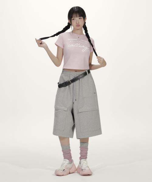 Double Knee Bermuda Sweatpant - Melange Gray