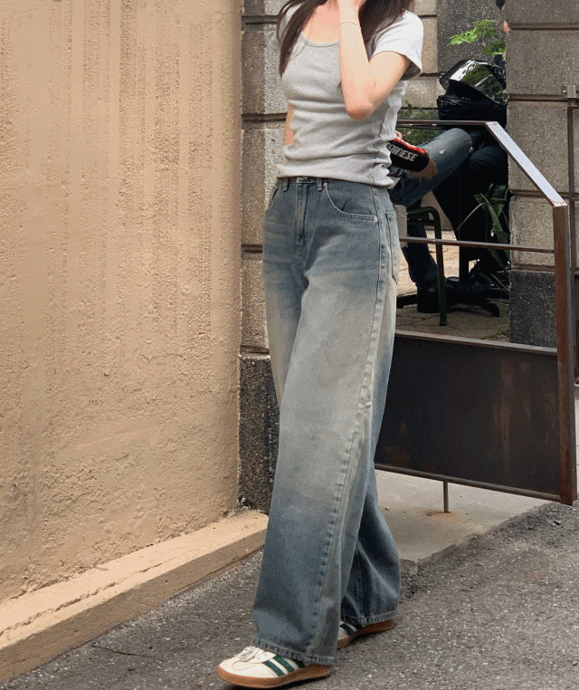[워싱대박]웨인 하이웨스트 빈티지 와이드 데님팬츠
