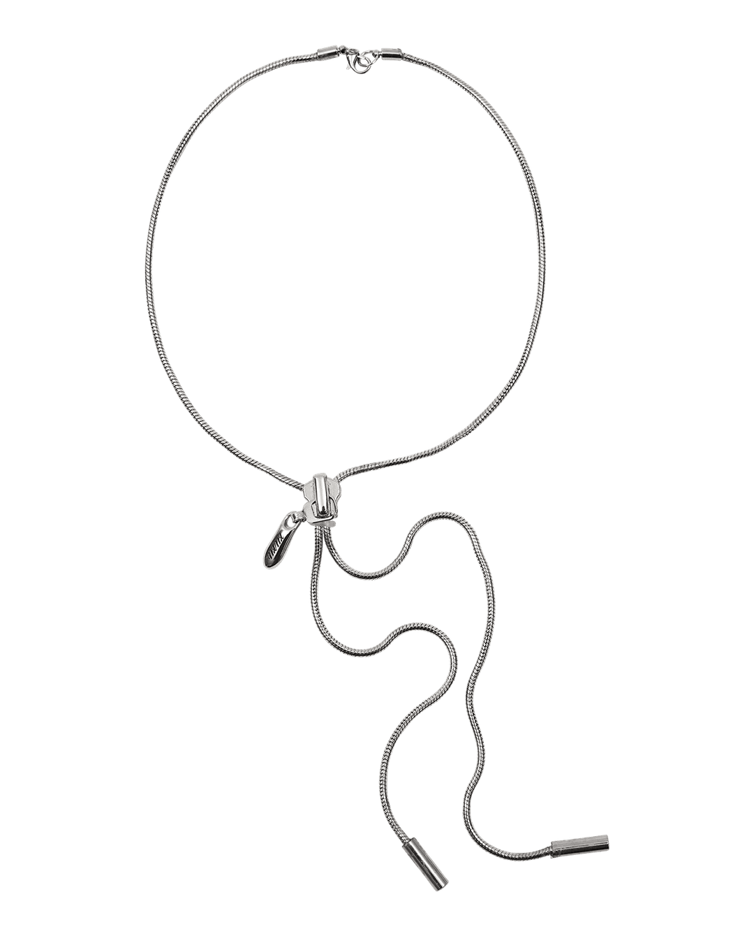 ZIPPER TIE NECKLACE SILVER