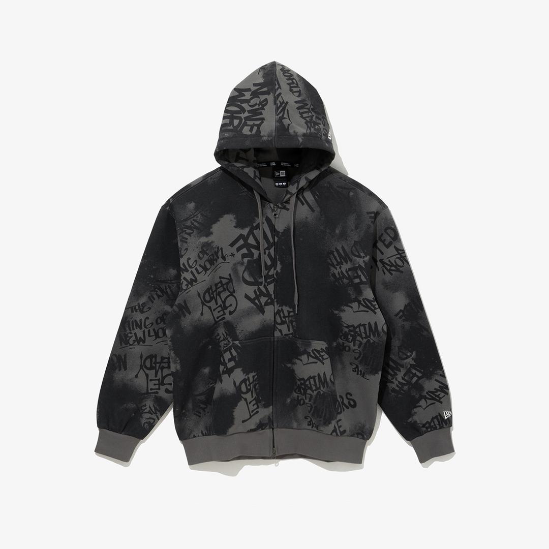 올오버 페인팅 후드 집업 블랙