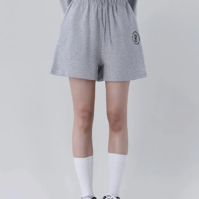 빈티지 서클 자수 밴딩 반바지 (숏팬츠, 면바지)