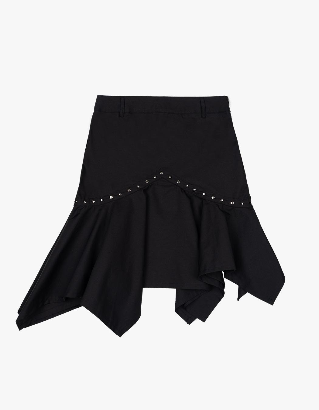 Asymmetric Rivet Skirt - Black