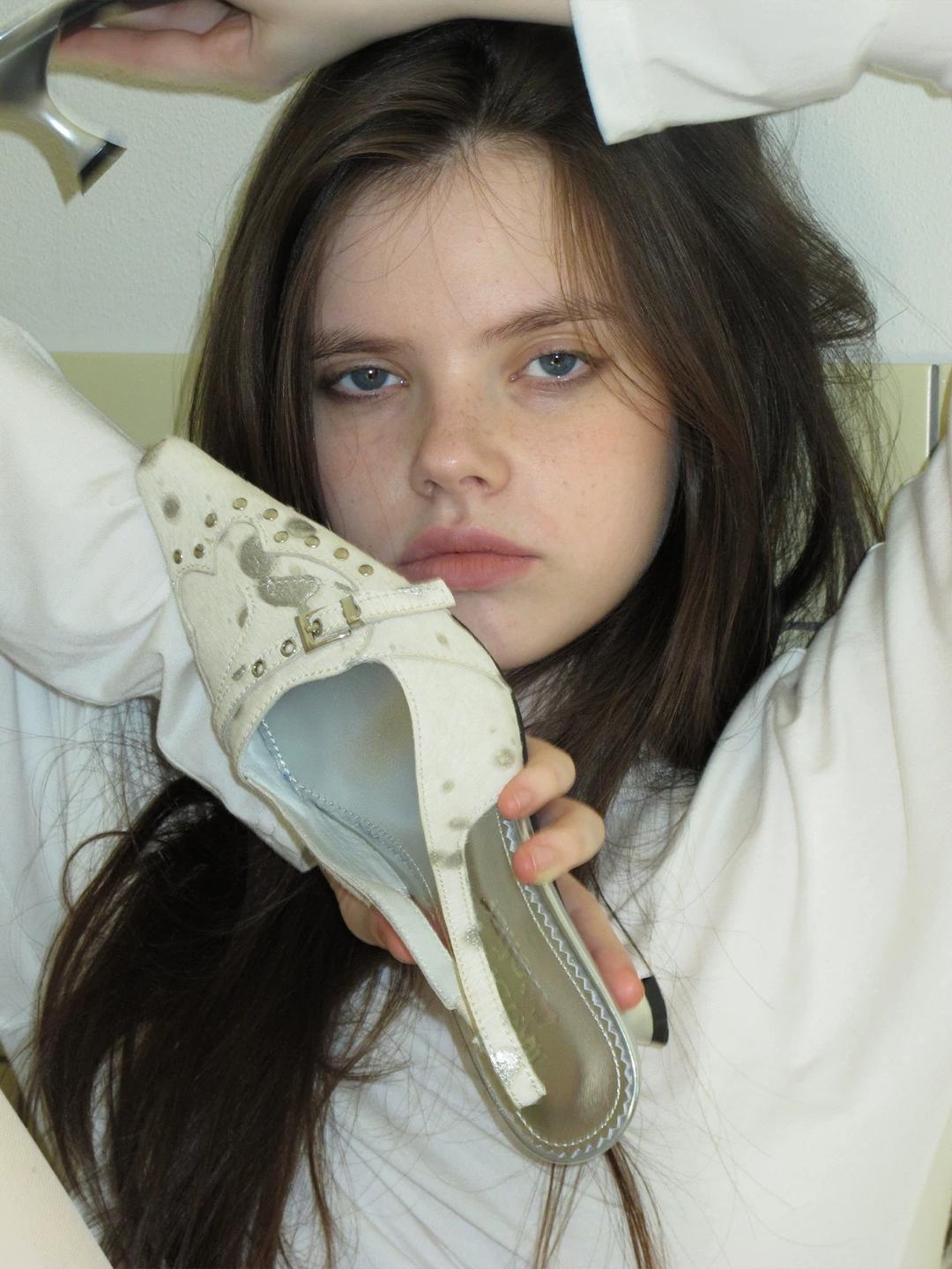 Mooreyu Atelier Haircalf Mule Heels