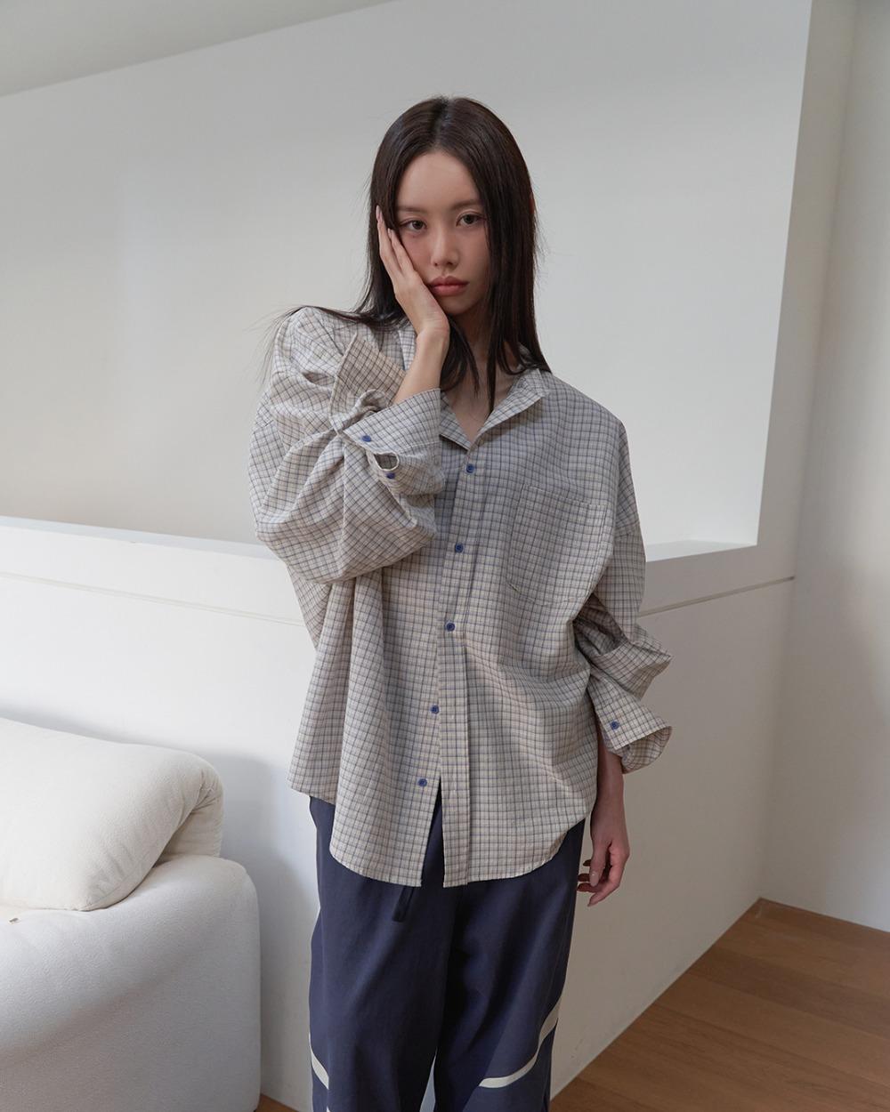 25SS check preppy boxy shirt