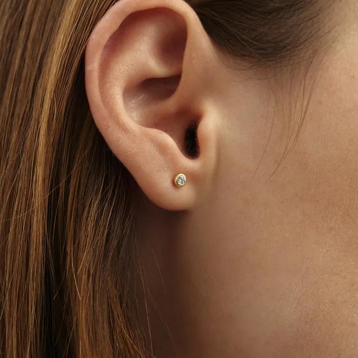 14k 다이아몬드 에센셜 베젤 귀걸이 (14k골드) #LCE01