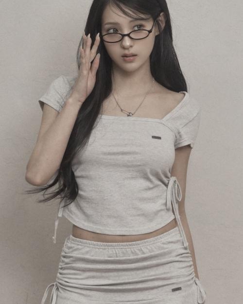 Ribbon Shirring T-shirt (melange)