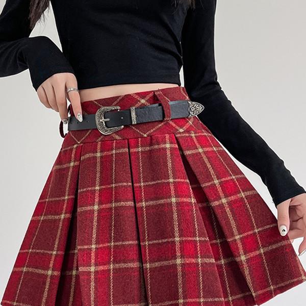 체크 스커트 + 벨트 (2 Colors)
