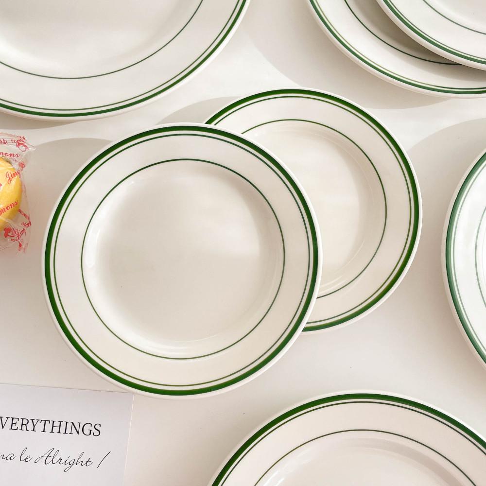 나이스로망 턱스톤 그린베이 원형 그릇 도자기 접시 S(17cm)