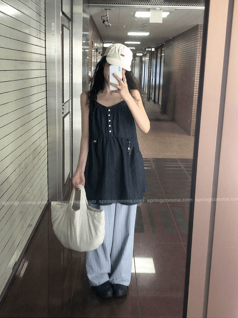 스프링콤마 [MADE][국내제작] 리우웬 스트라이프와이드팬츠