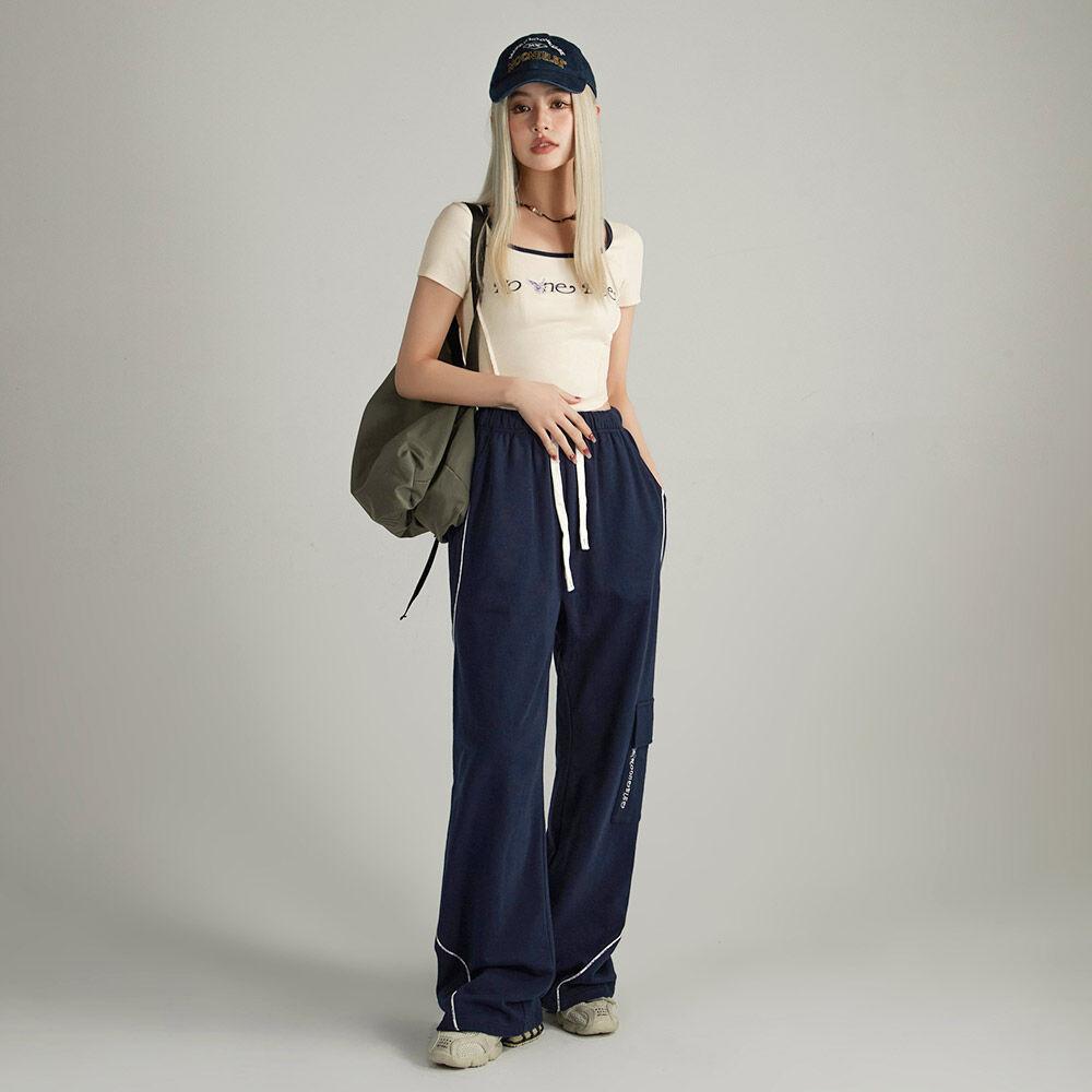 String Cargo Wide Pants