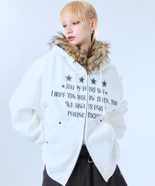 FS LETTER HOOD ZIPUP(WHITE)