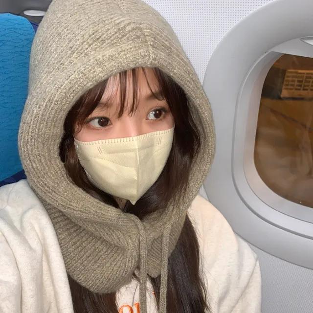 [당일배송] 루즈핏 울 니트 넥워머 후드 바라클라바