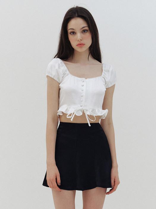 baby white semi crop blouse