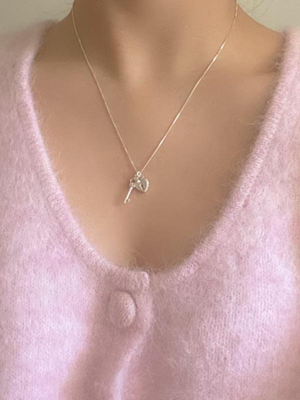 (92.5 silver) heart lock necklace