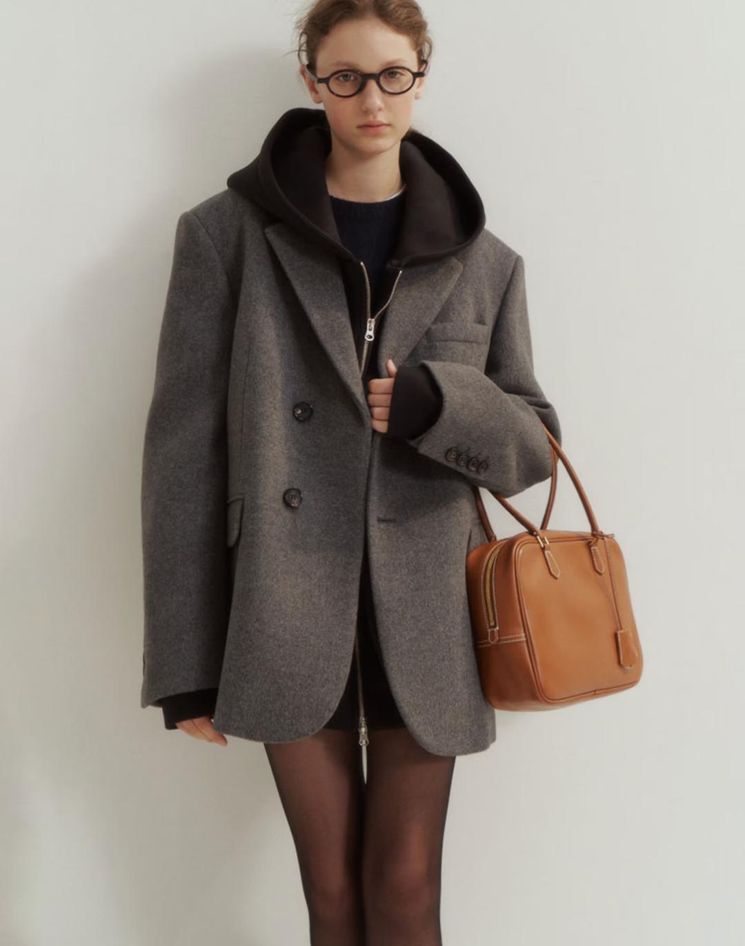 [LF단독] UNISEX LAYERED HEAVY WOOL BLAZER MELANGE GREY_UDJA4D121G2