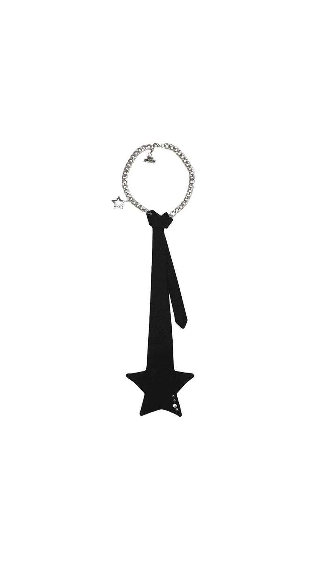 [nit alcove] Necklace - style star tie (black)