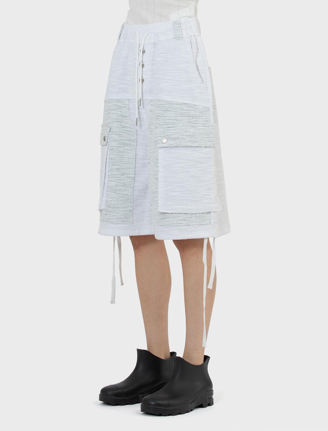 데비어퍼 시몬 트위드 카고 쇼츠 화이트 그레이 - empty