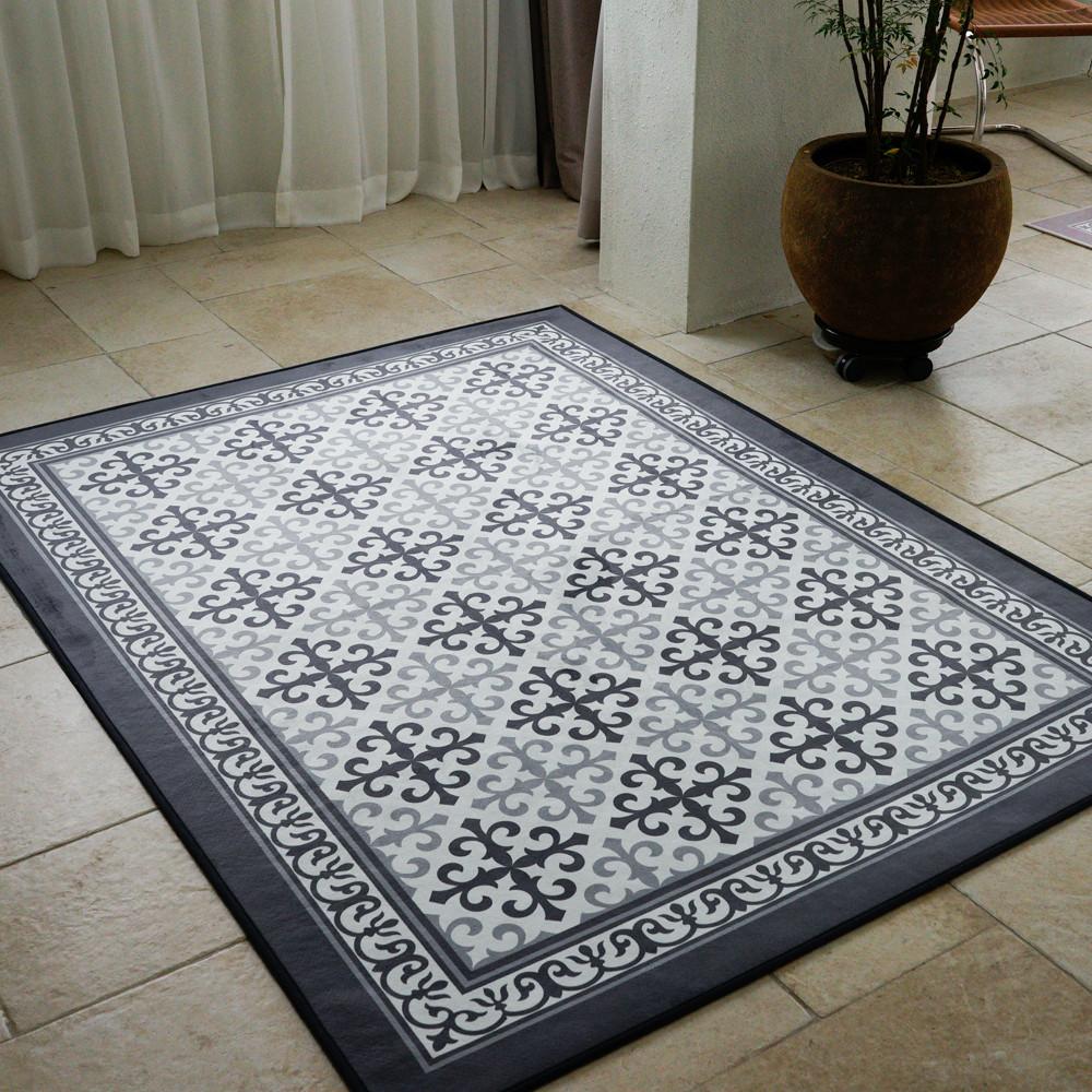 그릭 타일 텍스쳐 단모 러그 카페트