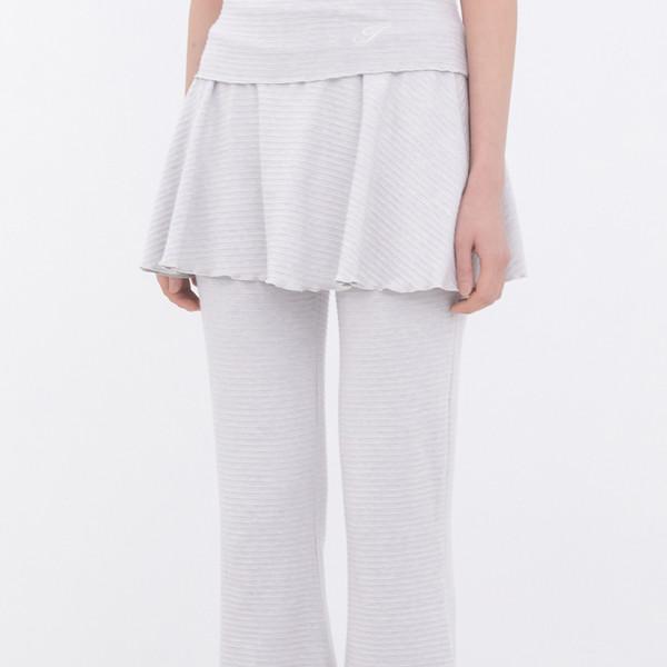 Soft Stripe Skirt Bootcut Pants (LIGHTGREY)