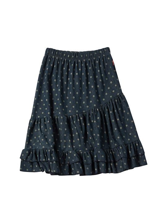W DOT UNBALANCE DENIM SKIRT [NAVY]