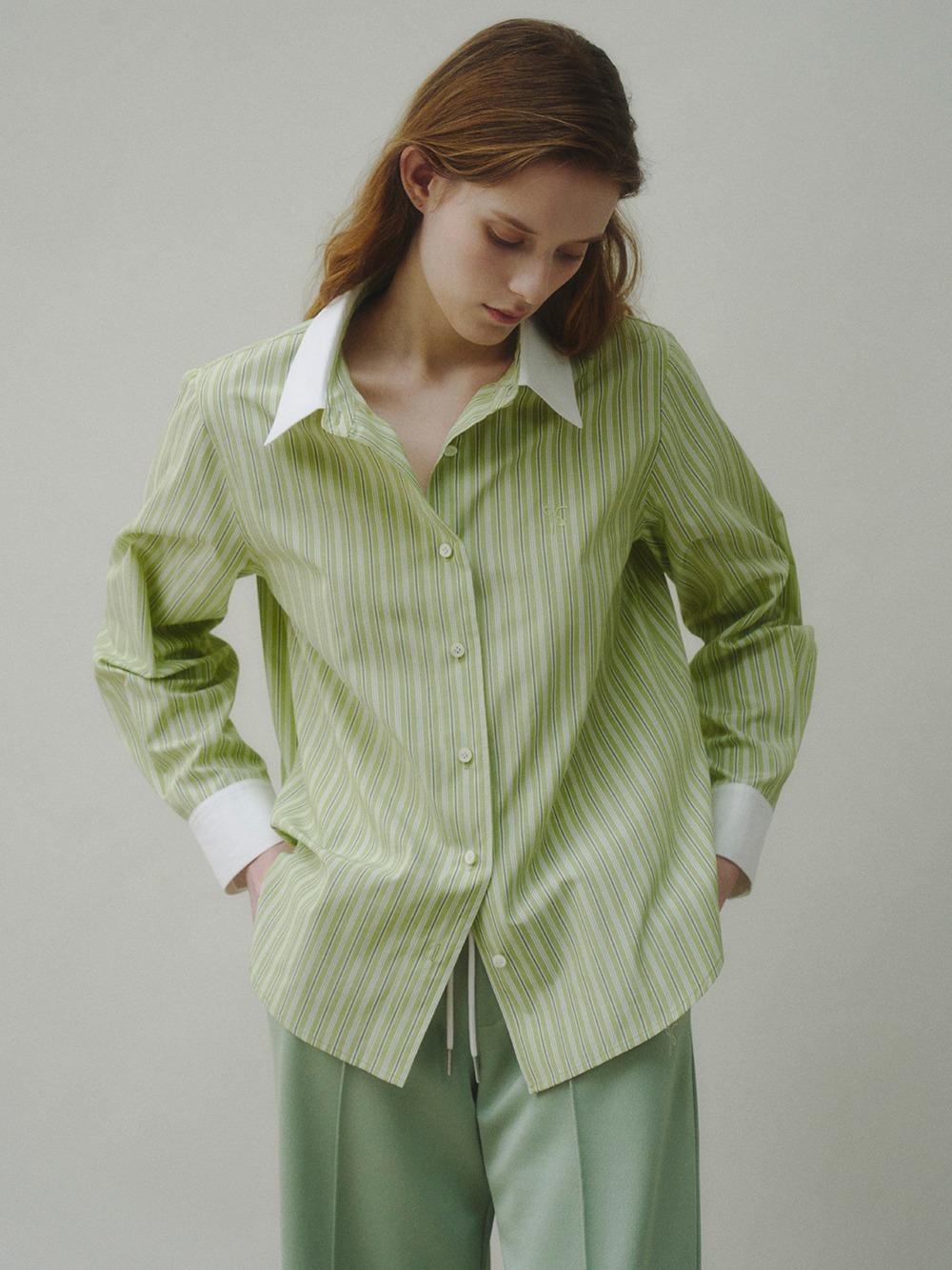 배색 스탠다드 스트라이프 셔츠