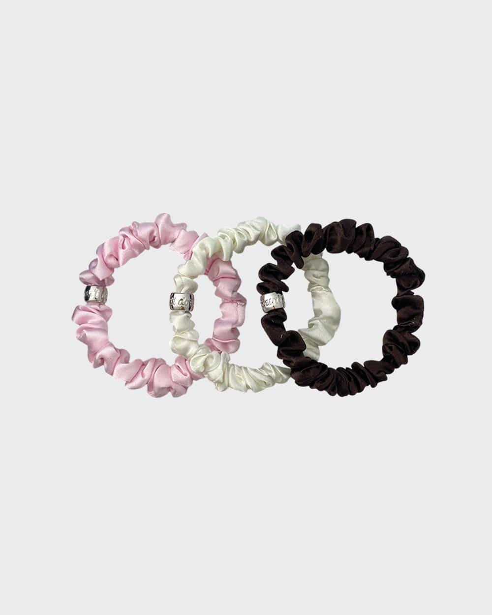 [3 set] Berry mini scrunchie (Brown)