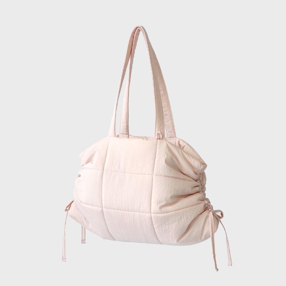Clam Shirring Shoulder Bag ( light pink pearl )