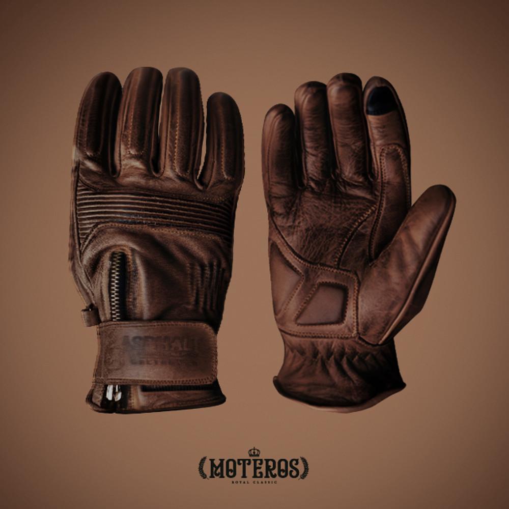 [아스팔트 브라운] 레트로버 클래식 바이크 가죽 오토바이 장갑 글러브