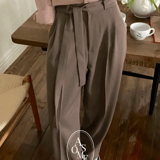 벨트탈부착,멜로우 핀턱 와이드 슬랙스 [ 3color ]