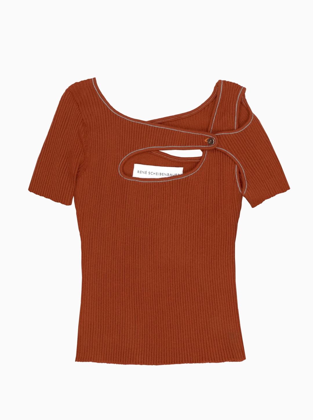 Knit Top Shortsleeve Orange - XS