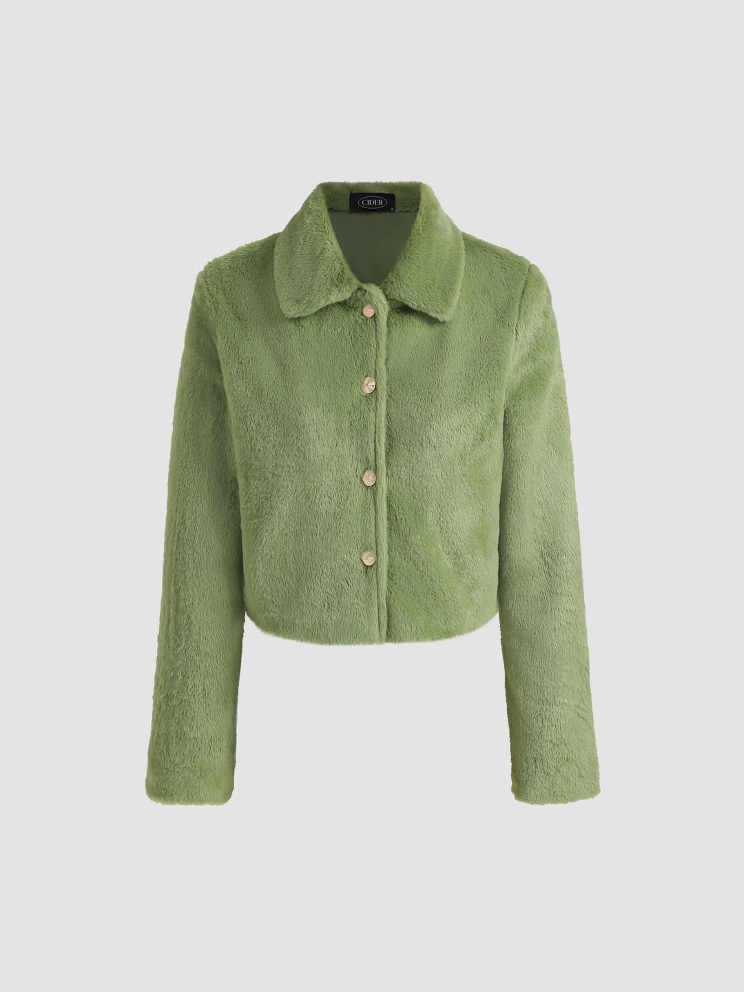 Short Plush Solid Cardigan