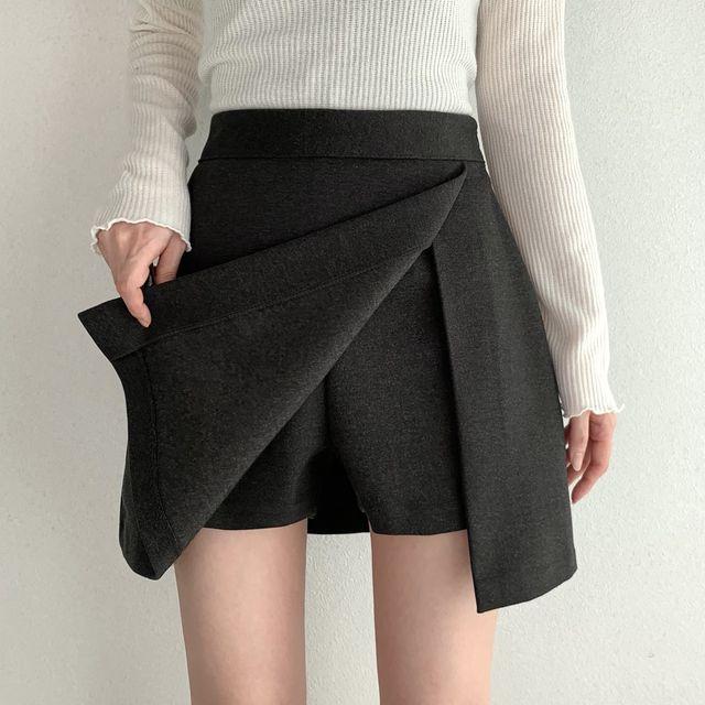 [치마바지!!/기모안감/3col] 윈터 기모 언발 트임 베이직 치마바지 스커트_무이마켓