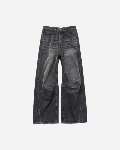 AV 플리츠 데님 팬츠 (워시드 블랙)