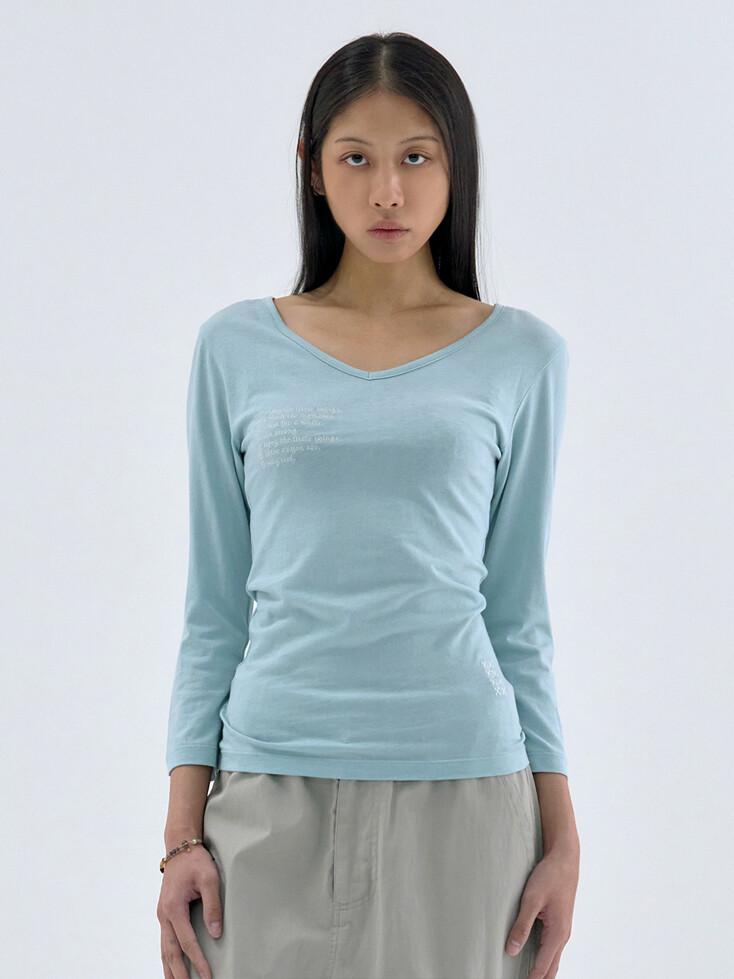 V neck 3/4 sleeve Sky Blue