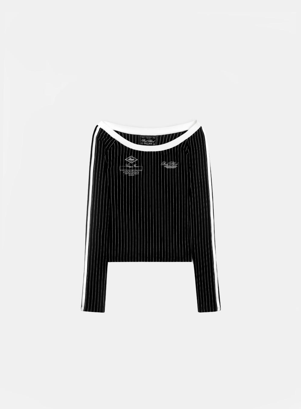 [w-tee25-009] Classic Logo Off-Shoulder Top - Black