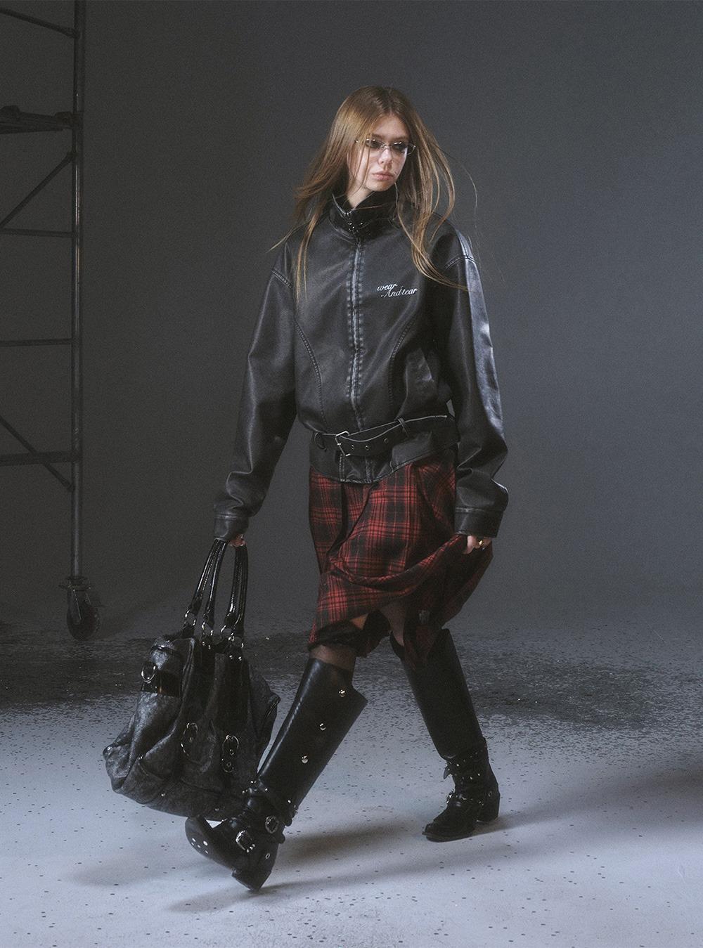 Punk Rivet Leather Belt Jacket