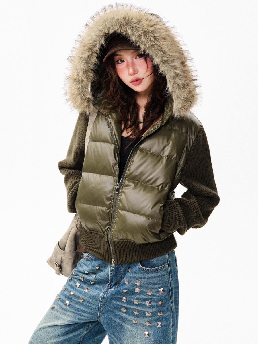 YOUNG STAGE Hybrid Puffer Knit Sleeve Jacket (2color)