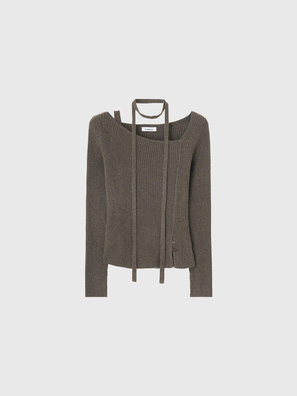 베일리 울 타이 레이어드 니트_브라운