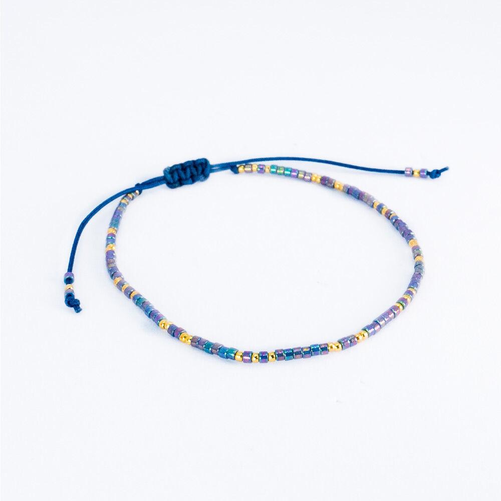 HR 353B_Color Beads Fabric Bracelet