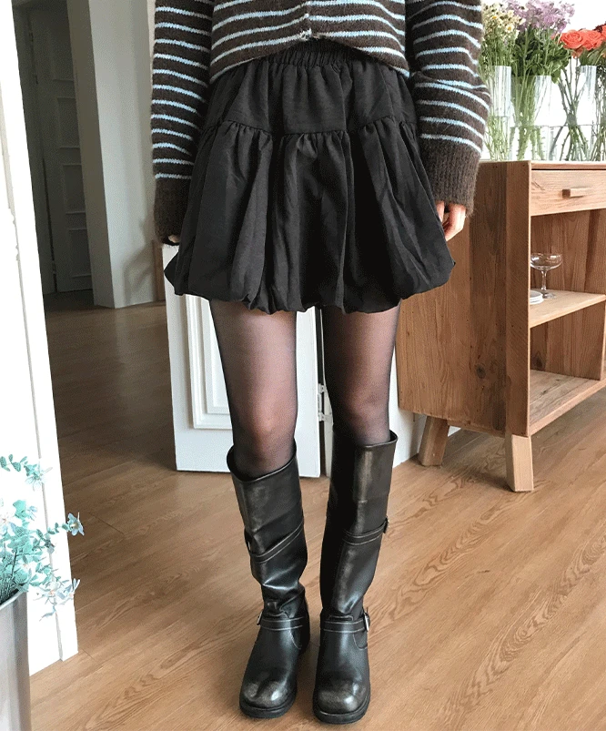 [⛄겨울신상] 스콜 벌룬 미니스커트 (4color)/밴딩치마/레이어드/데이트룩/하객룩/셔링스커트/벌룬치마/주름스커트/티어드/캉캉스커트